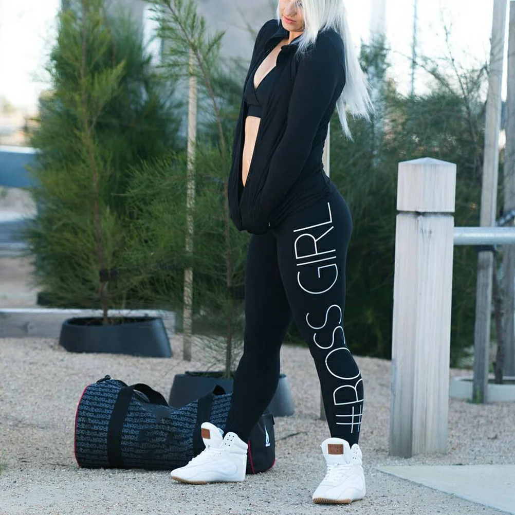 سروال يوجا مطبوع للسيدات مقاس L أسود قابل للتمدد عالي الخصر للتمرين للياقة البدنية والجري والتدريب لليوجا #4