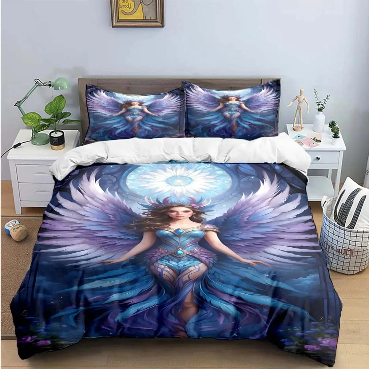 Exquisite Angel wings printed Bedding Sets exquisite set duvet cover bed comforter set bedding set luxury birthday gift