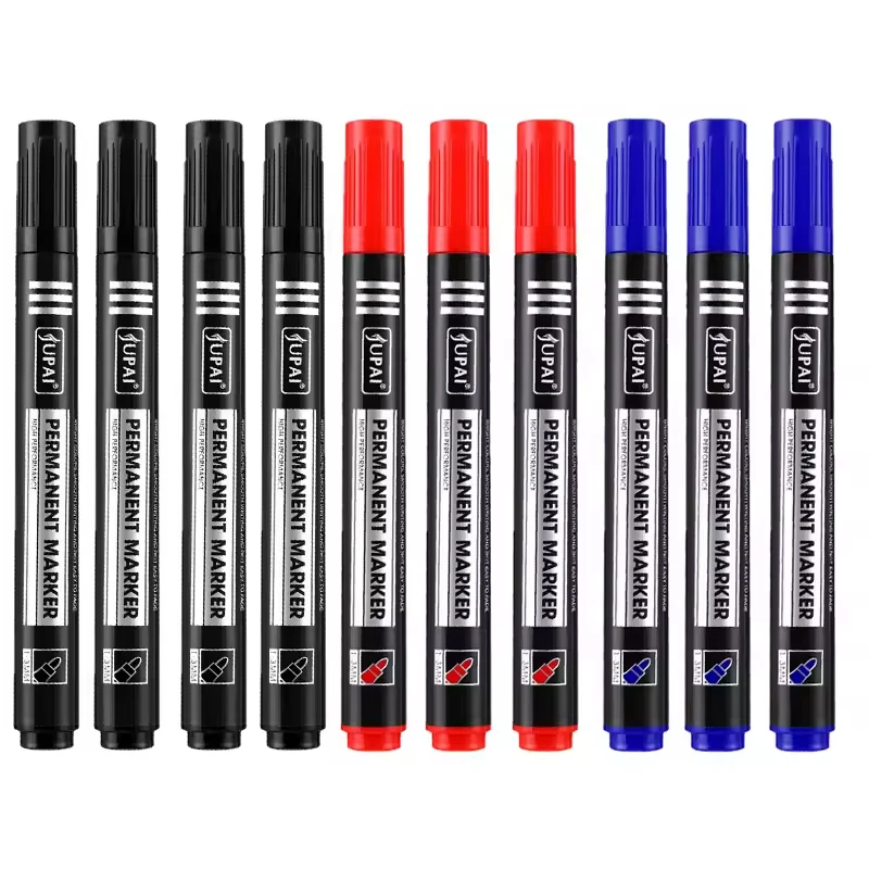 

10 шт. перманентных маркеров с пулевидным наконечником, водостойкие чернила, быстросохнущие, черные, красные, синие маркеры для офиса, школы, промышленной маркировки