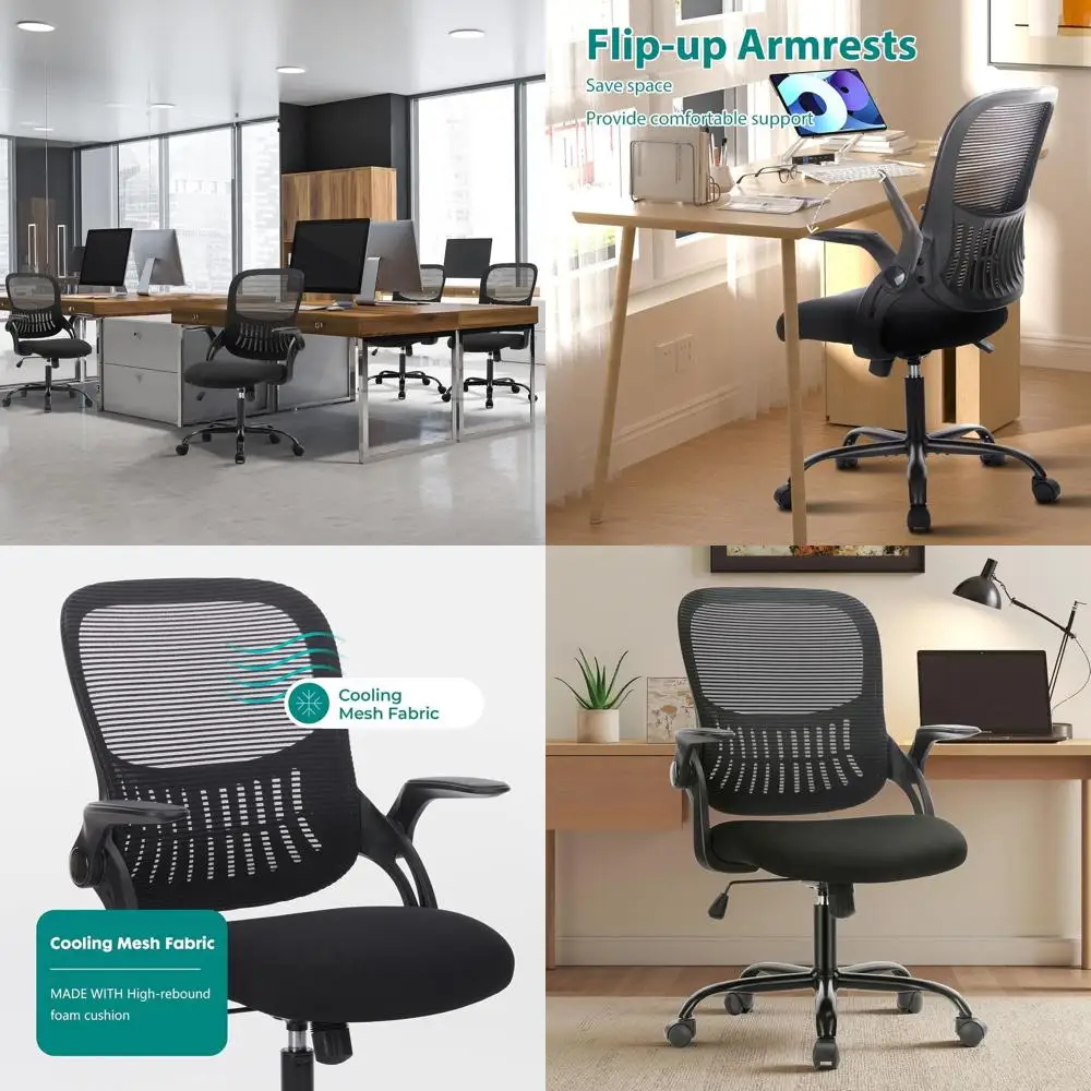

Ergonomic Mesh Swivel Chair with Adjustable Backrest and Lumbar Support for Office, Home, Study, and Bedroom Comfort