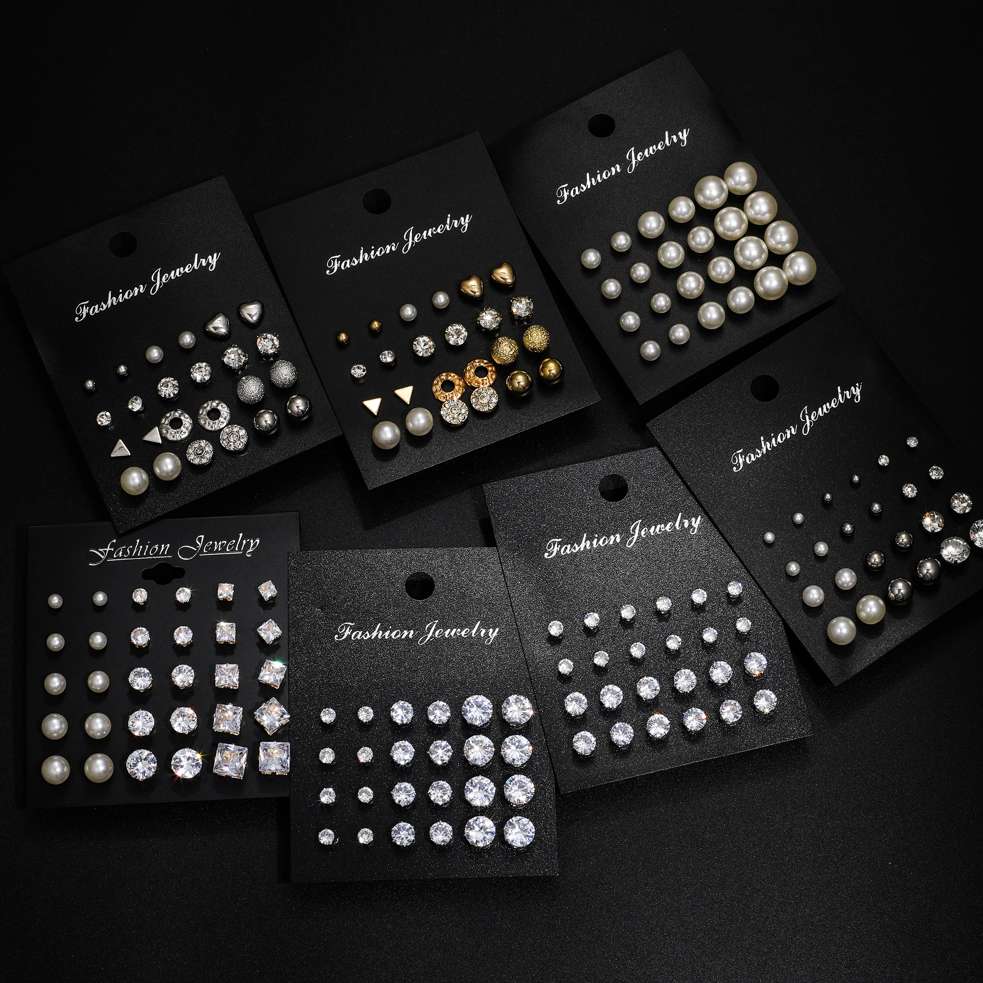 17KM-Juego de pendientes de tuerca de perla de circón para mujer y niña, aretes de aro geométricos de Color dorado y plateado, joyería de moda de lujo, nuevo