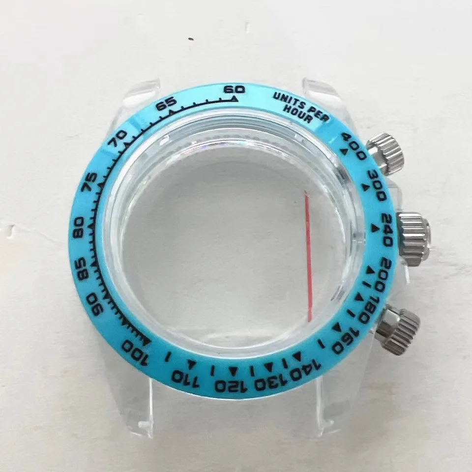 Cassa dell'orologio da 39 mm per movimento VK63 - Opzioni a 4 colori con cristallo acrilico, Mod al quarzo Seiko VK63