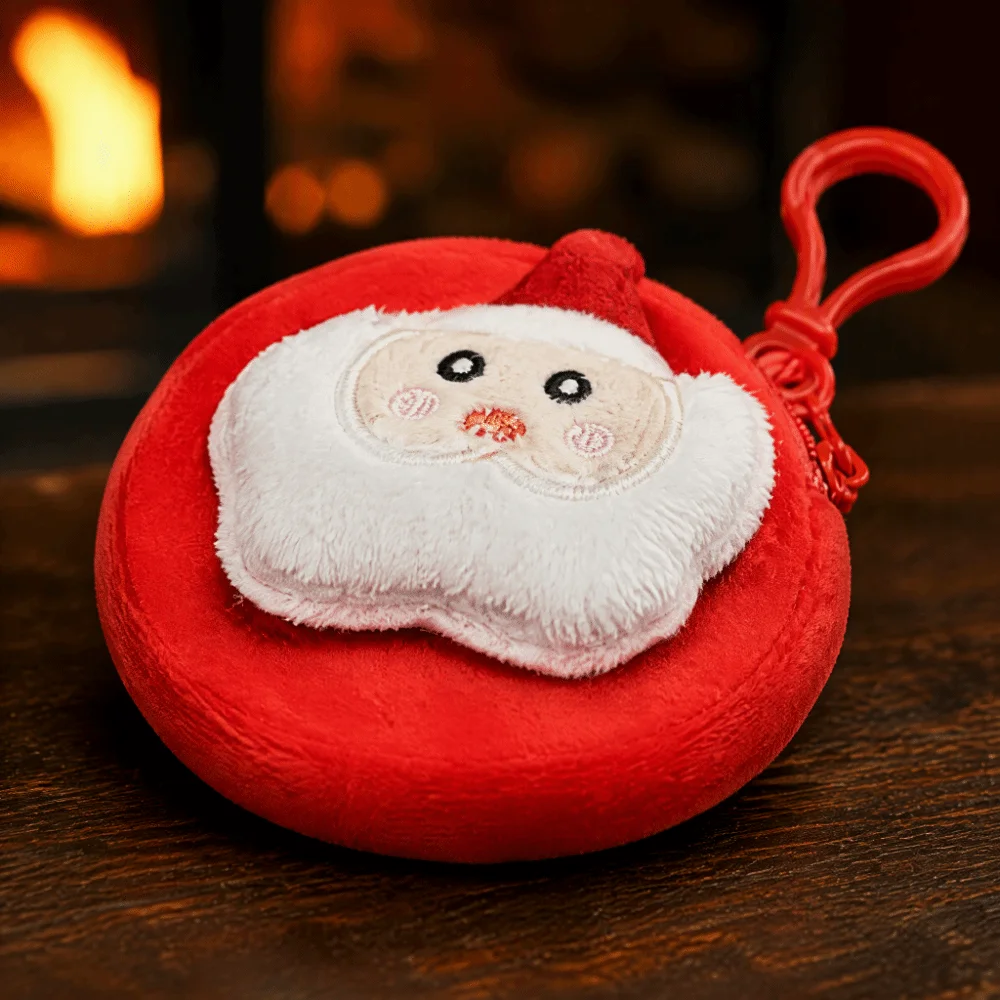 6 Stück niedliche Weihnachts-Geldbörsen mit Glockenmotiv, Cartoon-Elch-Mini-Geldbörse, praktischer Weihnachtsmann-Schlüsselanhänger, Reißverschlussbeutel, Weihnachtsgeschenk – Detail 2