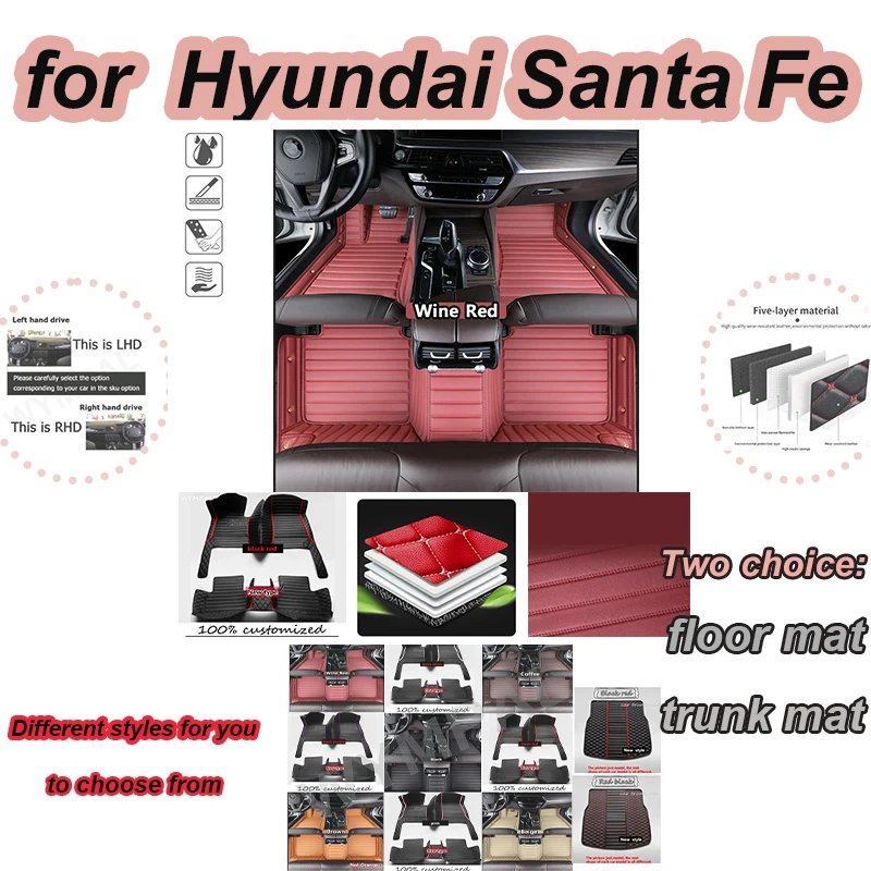 

РОСКОШНЫЕ автомобильные коврики для Hyundai Santa Fe TM 2013 ~ 2018 5-местные водонепроницаемые подушечки
