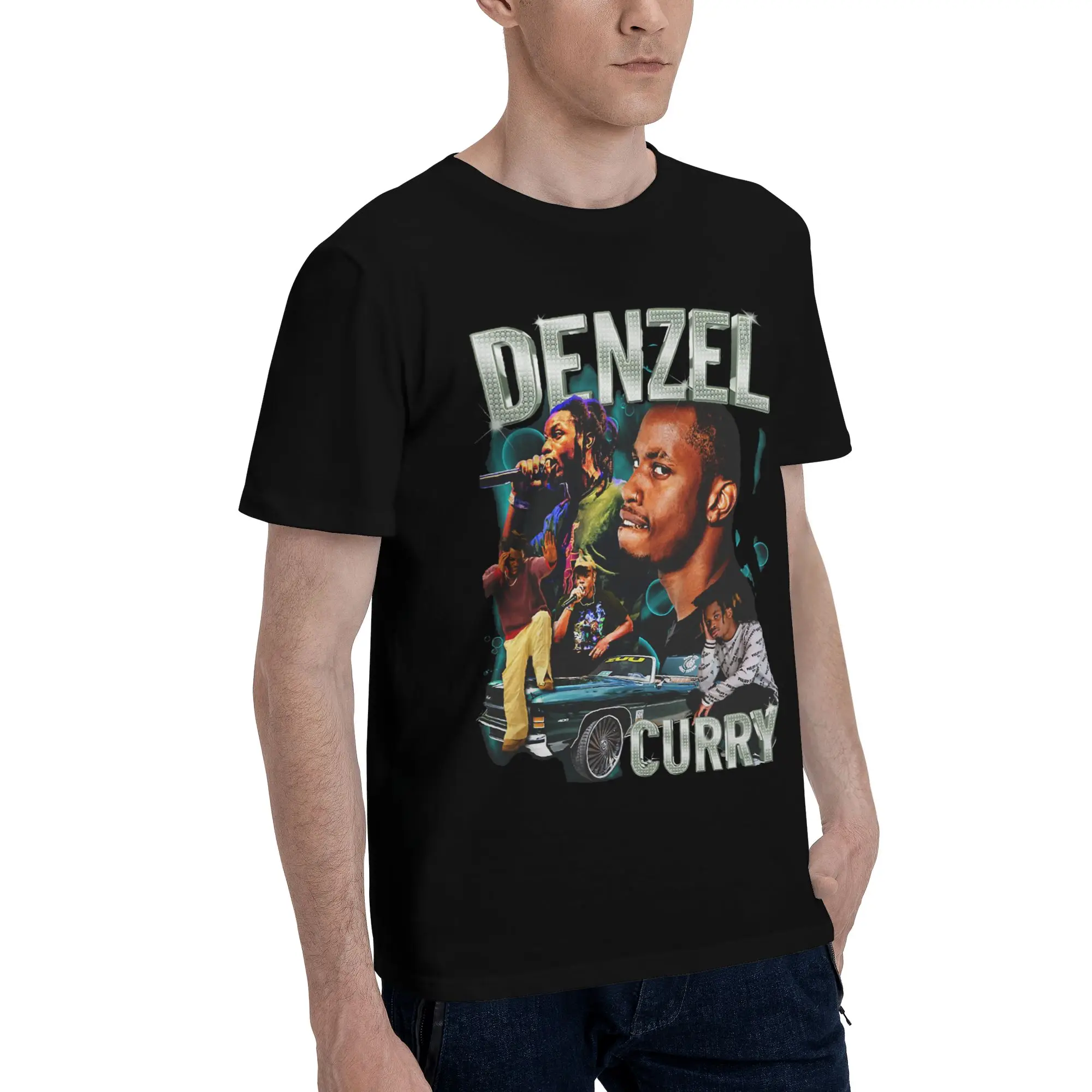 90s Poster Graphic 100% Cotton T-Shirt Denzel Curry Tees Tops For Men
