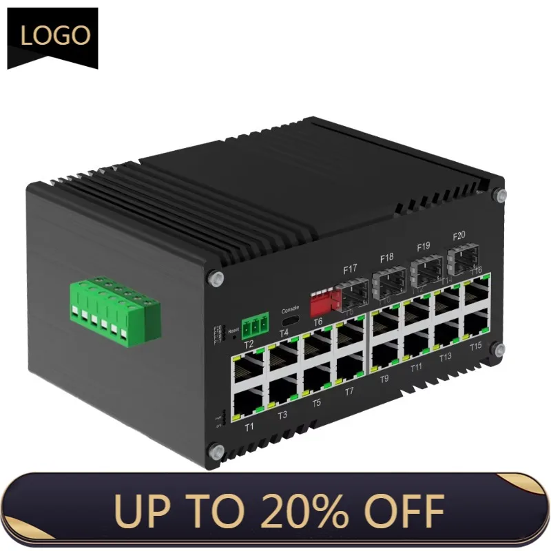 L2+ Hardened PoE Switch 16x10/100/1000T 802.3at Plus 4x1000X SFP with 480W Budget and USB-C Console