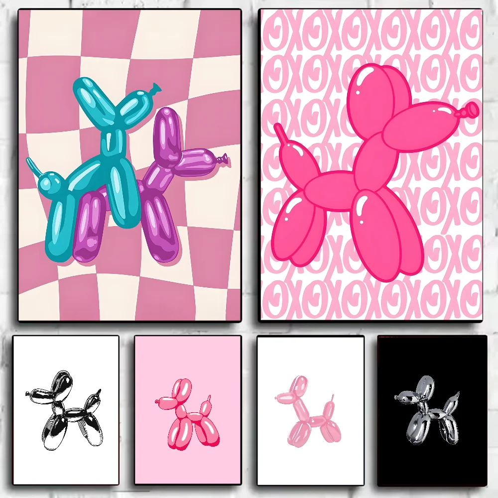 

Pink Balloon Dog Poster HD art sticky wall waterproof home living room bedroom bar aesthetic decoration