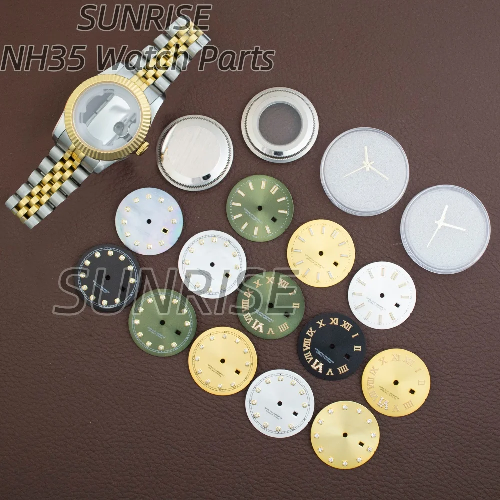 33 مللي متر الفاخرة الفضة الذهب الفولاذ المقاوم للصدأ ساعة نسائية حزام الهاتفي الأيدي الياقوت الزجاج مقاوم للماء لحركة Datejust NH05 #3