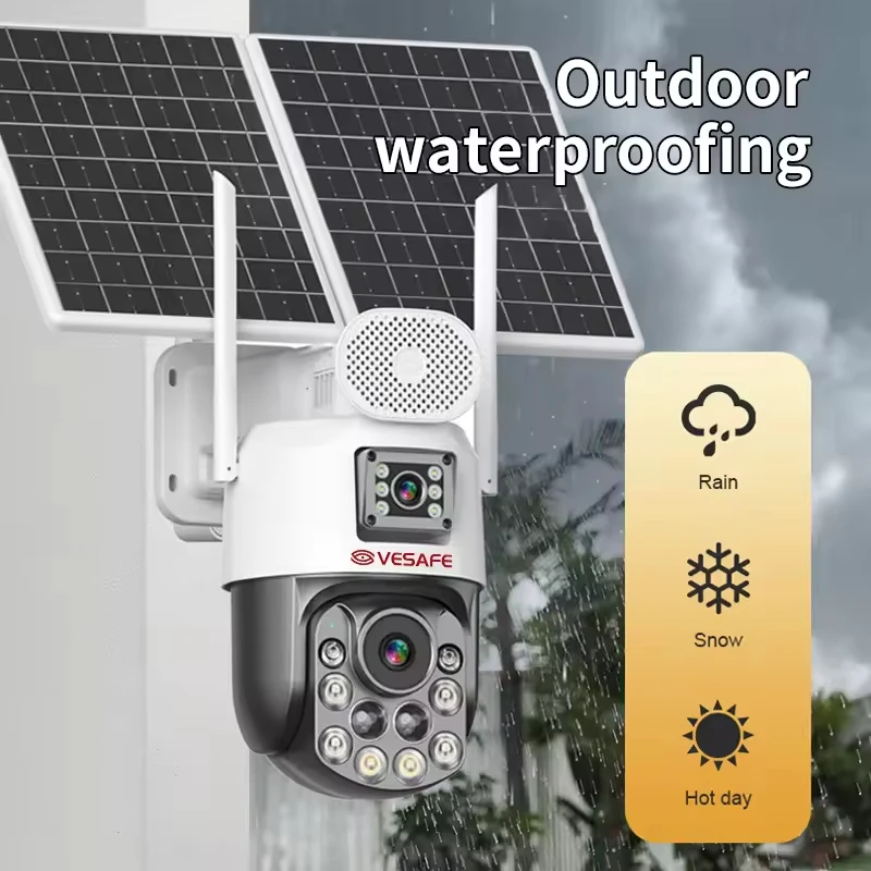 Aov Solar Battery Outdoor Waterproof Hd Dual Lens 4g Sim Camera Night Vision 6MP 36X Zoom CCTV Security Camera