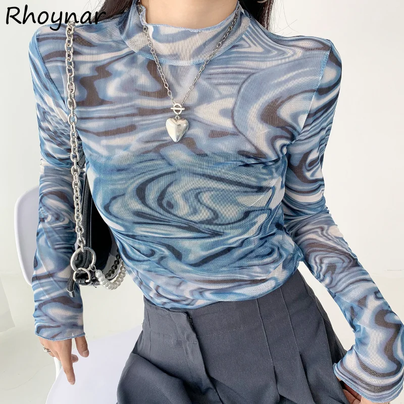 เสื้อยืดผู้หญิงคอเต่าวินเทจเชียร์ฮอตสลิมกันแดดแขนยาวแฟชั่นสไตล์อเมริกันสตรีทแวร์ออลแมตช์ อิน