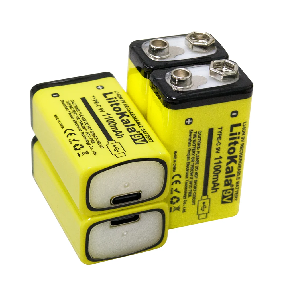 Перезаряжаемая литиевая батарея LiitoKala, 9 В, 1100 мАч, USB 6F2, 2, для мультиметра, микрофона, игрушек, гитары, KTV