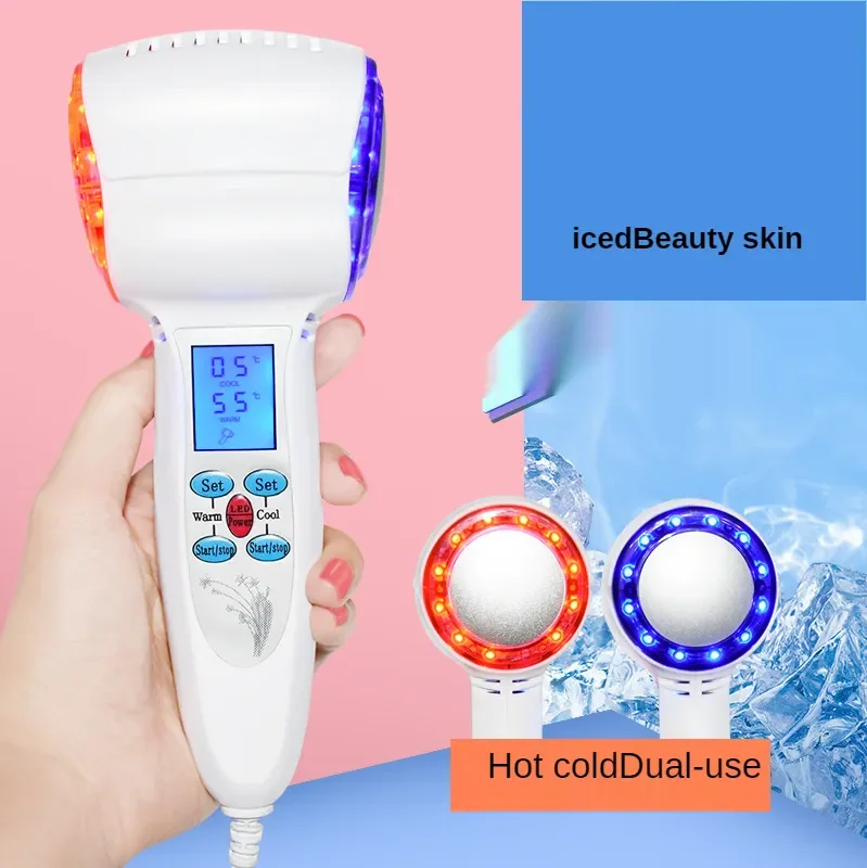 

Portable Facial Hot Cold Blue Red Led Light Facial Massage Hammer
