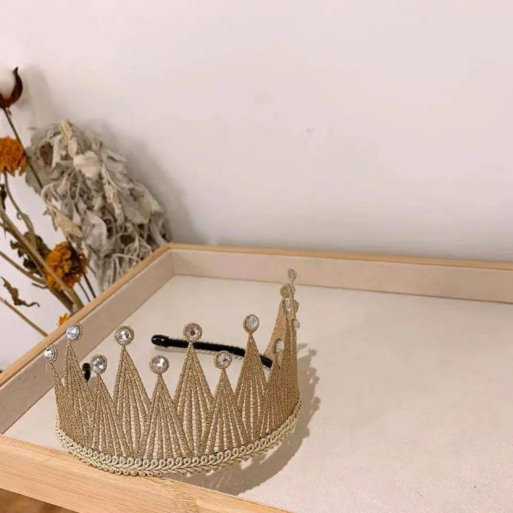 دبوس الشعر الكورية نمط دبوس الشعر الزفاف إكسسوارات الشعر عصائب للأطفال كريستال التيجان عيد ميلاد تيارا الأميرة عائشة التيجان #5