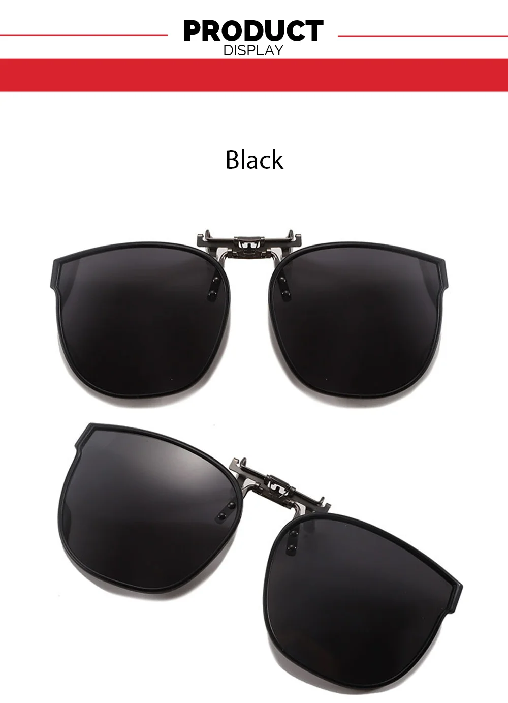 VIVIBEE Hochklappbare Sonnenbrille zum Aufstecken für Autofahren, 52 mm, polarisiert, UV400, große Größe, blendfreie Linse, übergroße Universal-Clips – Detail 8