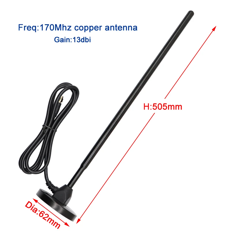 170MHz VHF Copper Rod Strong Magneti Sucker Antenna SMA Omnidirectional Communication System Car Vending Machine Smart TV