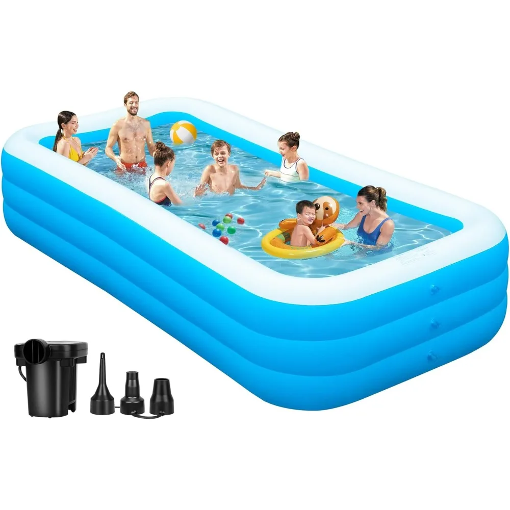 

Inflatable Pool with Pump, 130" X 72" X 22" Full-Sized Inflatable Swimming Pool, Enduring Thickened Above Ground Blow Up Pool