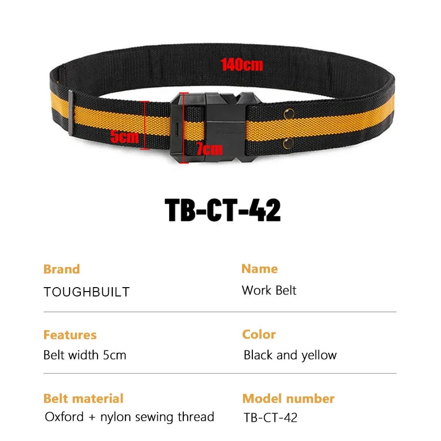 Imagem -02 - Cinto de Trabalho Ajustável Heavy Duty Outdoor Belt Acessórios da Ferramenta Tb-ct42 32 a 48