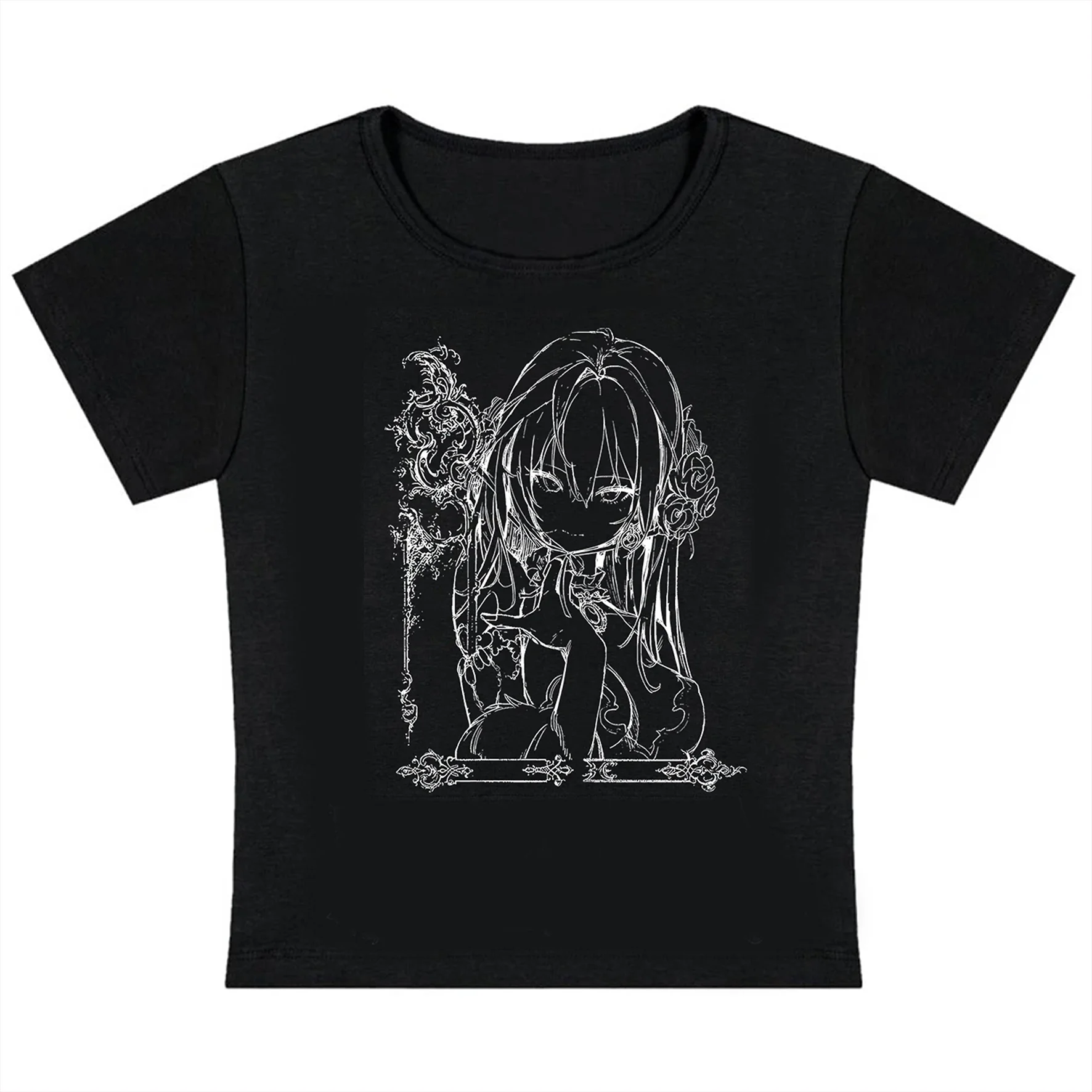 Y2k الجمالية الحلو مثير الدبابات النساء أكمام عادية أنيمي طباعة كاميس Harajuku الأعلى الجرونج ايمو الفتيات الملابس #2