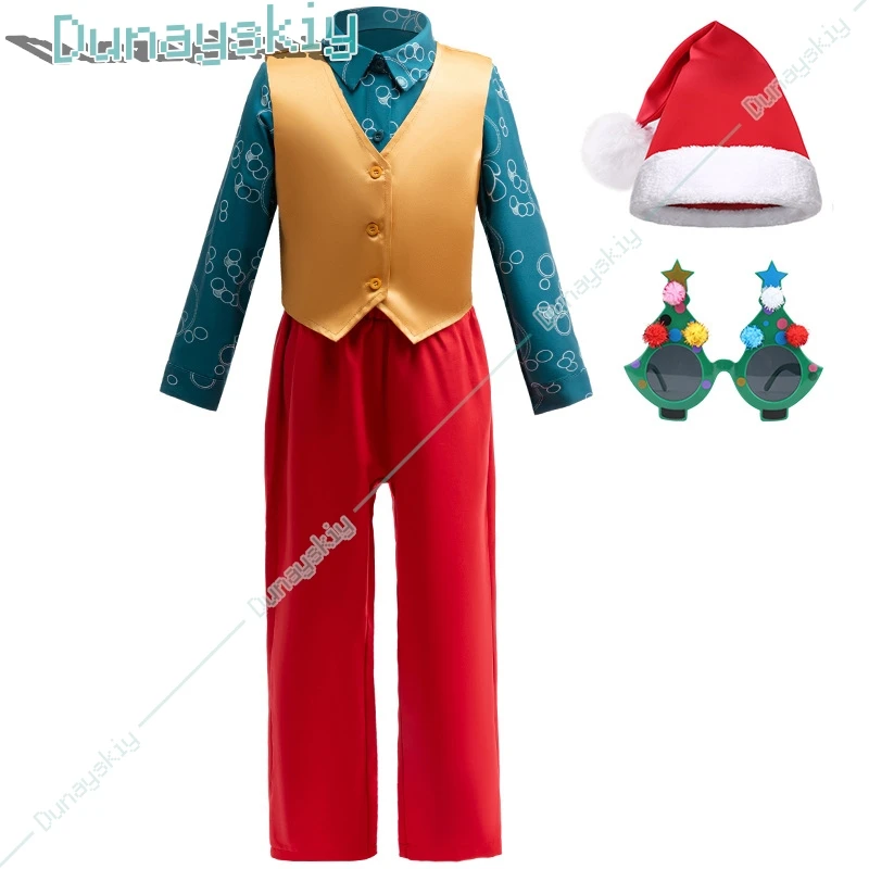 Kid Jokerr Cosplay Costume Red Suit Set Clown Costume For Boy Role Playing Party Halloween Costumes Party