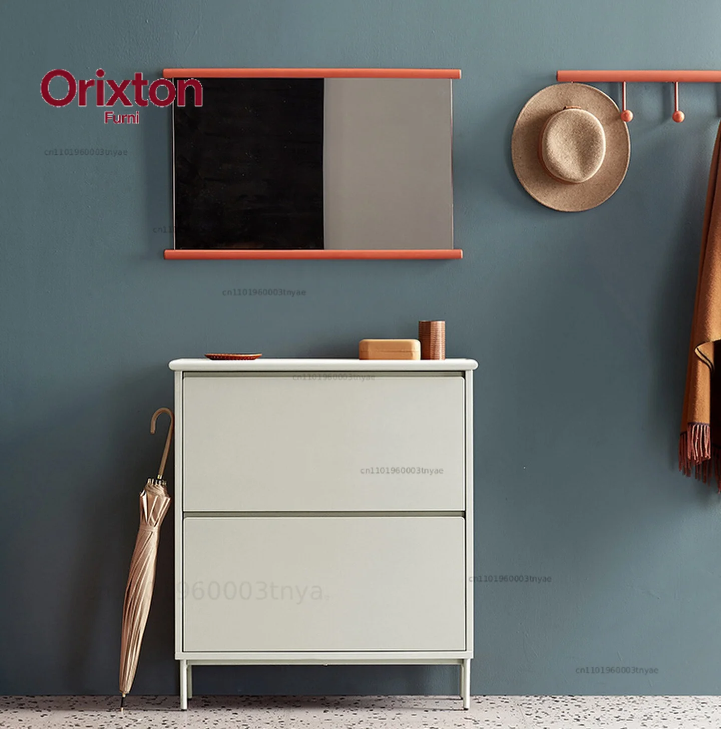 Art museum ultra-thin shoe cabinet, flip-top storage cream-colored, minimalist small apartment