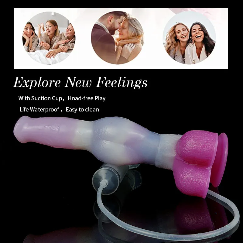 YOCY Soft Anal Plug Squirting Function Fantasy Dildo Big Knot Wolf Fake Penis Long Horse Dildo With Sucker Butt Plug Sex Shop