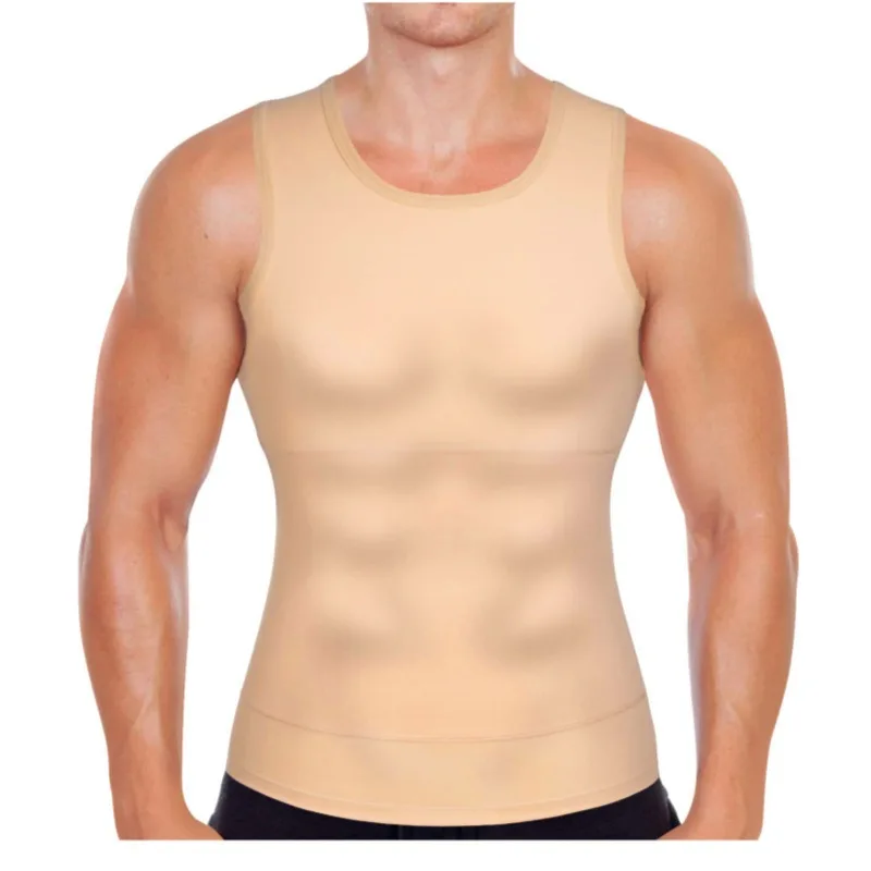 Chaleco moldeador deportivo para hombre, ropa interior de compresión de doble capa para Abdomen, cintura Abdominal, Tops ajustados