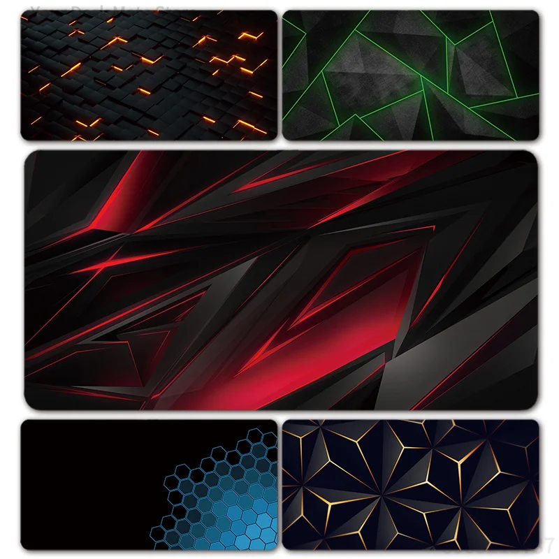 Tech Geometric Mouse Pad Waterproof Non‑Slip Abstract Gaming Art Mousepad for Gaming Office Desktop