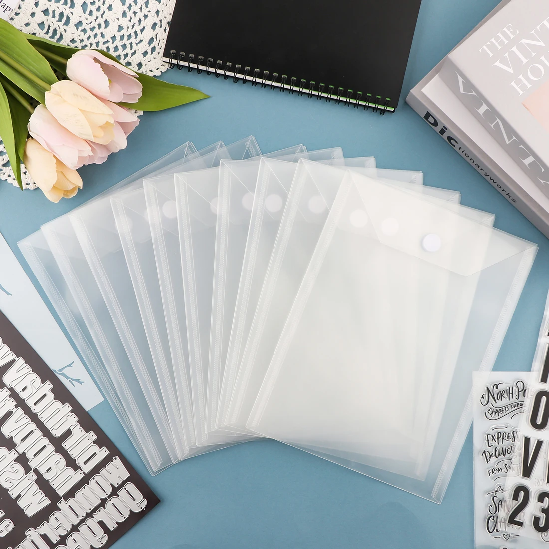 Storage Bag Clear Stamp Die Resealable Plastic Envelopes Pockets Rubber Magnet Sheets for DIY Stencil Craft Storage Organizer