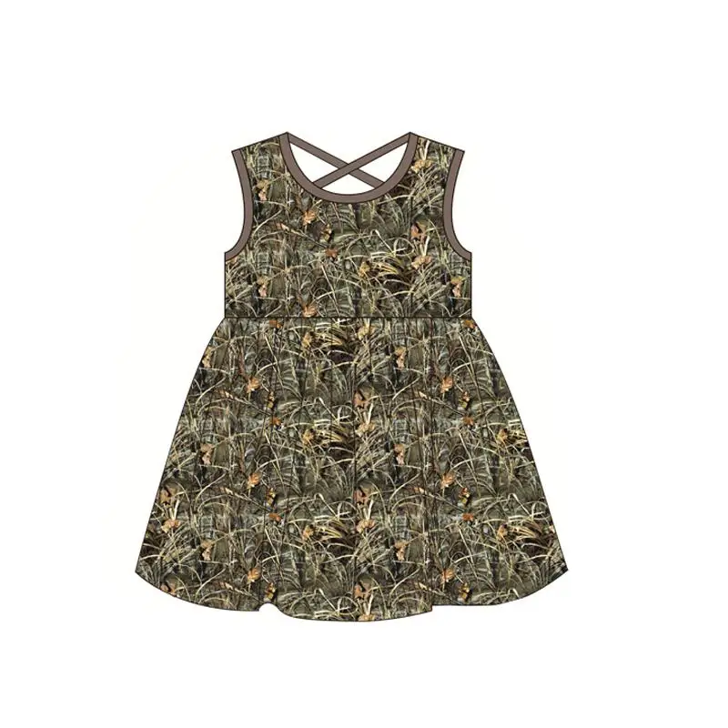 

Sleeveless dress summer baby clothing branch texture printing new arrival new baby girl summer clothing camouflage printing cust