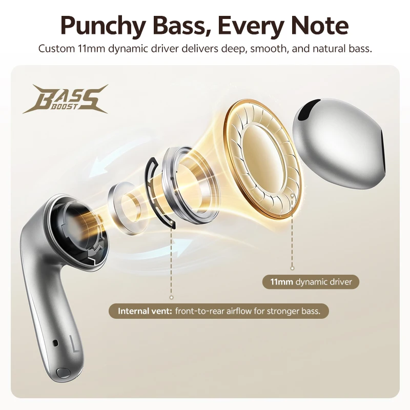 QCY AilyBuds E50 Wireless Earphone BH25HT11A Realtime Adaptive ANC Bluetooth 6.0 Earbud LDAC Hi-Res 6 Mic Multipoint Connection view 2