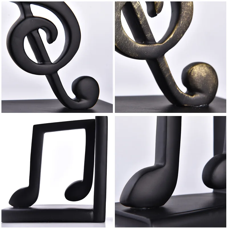 1Pair Musical Note Bookends Resin Bookfile Creative Book Clip Antique Desk Office Living Room Artifact Decoration