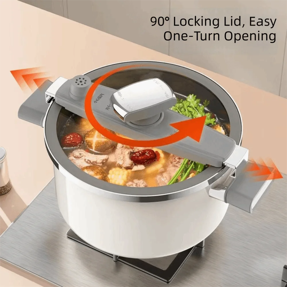 Enamel Coating Enamel Soup Pot 5.5 Liters Non-Stick Micro Pressure Stew Pot Stainless Steel Universal Design Multicooker Pot