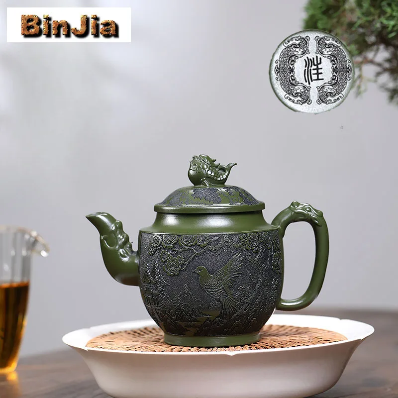 

310 мл Исин фиолетовые глиняные чайники ручной работы с цветами и птицами горшок из сырой руды зеленая грязь чайник для замачивания чайник с заварочным устройством Zisha чайный сервиз