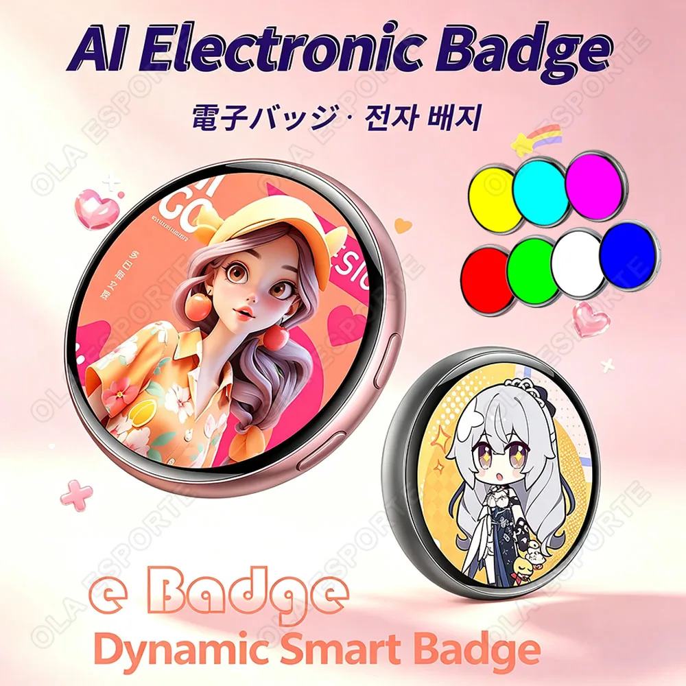 Dynamisches Elektronisches Ansteckdisplay 1,7-Zoll HD-Touchscreen mit Anzeige von Anime-Soundeffekten, Bildern, GIFs und Videos mit Schlüsselband