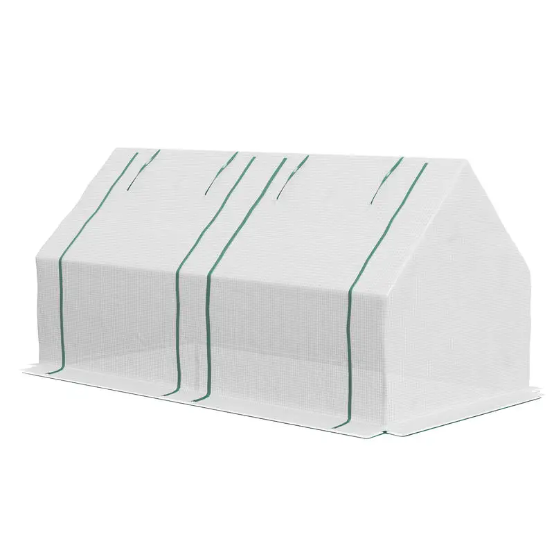 

6' x 3' x 3' Portable Greenhouse, Garden Hot House with Two PE/PVC Covers and 2 Roll Up Windows, Clear