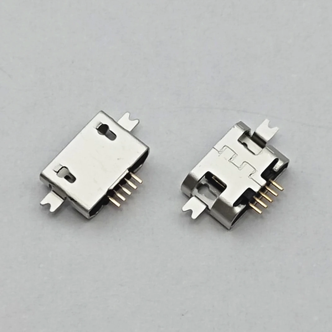 50pcs Micro connector heavy plate 1.0 SMD 2 feet Mini usb 5P female Tablet charging for Motorola NI525 Mobile phone socket