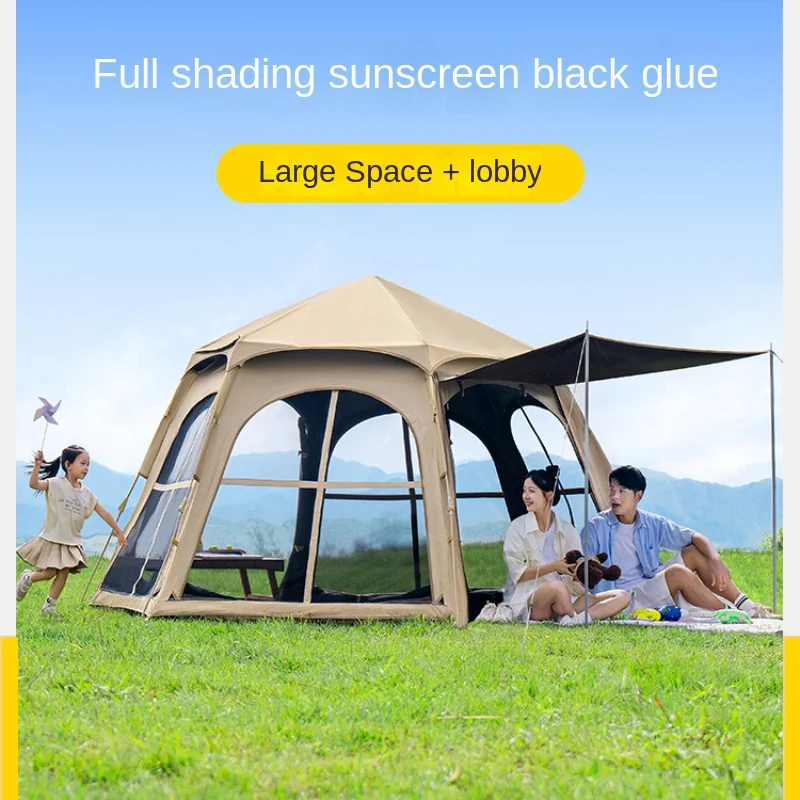 Tent outdoor folding portable camping overnight camping thickened rain and sun protection equipment.