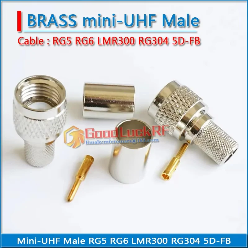 

miniUHF MINI UHF Male Plug Crimp for RG5 RG6 LMR300 RG304 5D-FB Cable Straight 50ohm Nickel plated RF Connector Adapters