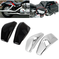 2PCS ABS Plastic Chrome/Black Battery Side Fairing Covers For Honda VTX1300 VTX 1300 2003-2009 R/Retro S/Spoke C/Custom T/Tourer