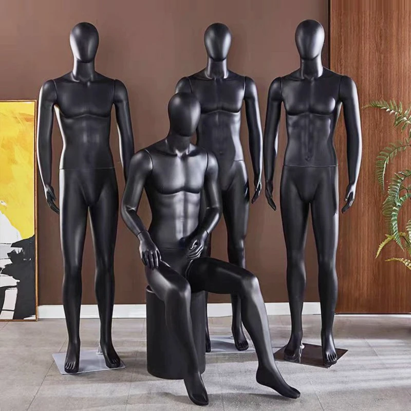 

Full Body Male Mannequin Clothing Store Mall Clothes Display Stand Black Sitting Standing Position Painted Male Mannequin FYMQ