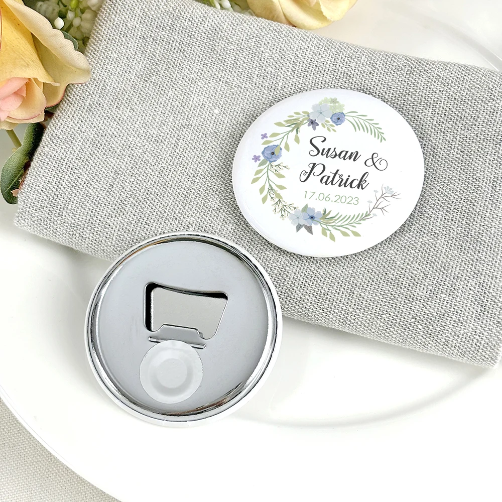 Customized Wedding Magnet Souvenirs Wedding Gifts for Guests Personalized Wedding Favors Metal Fridge Magnet Bottle Opener