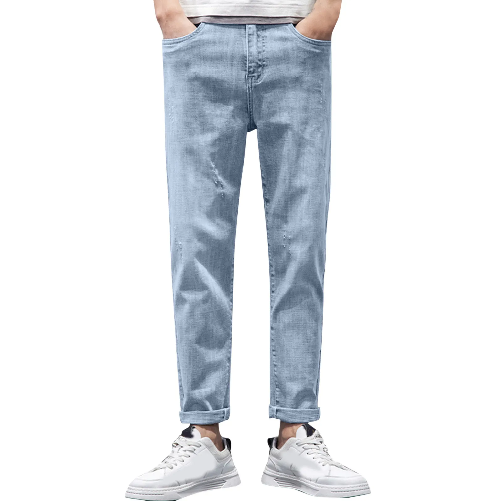 Mens Autumn Winter Casual Pant Sports Pants With Pocket Fashion Jeans Nine Points Pants Men's 511 Slim Fit Jean