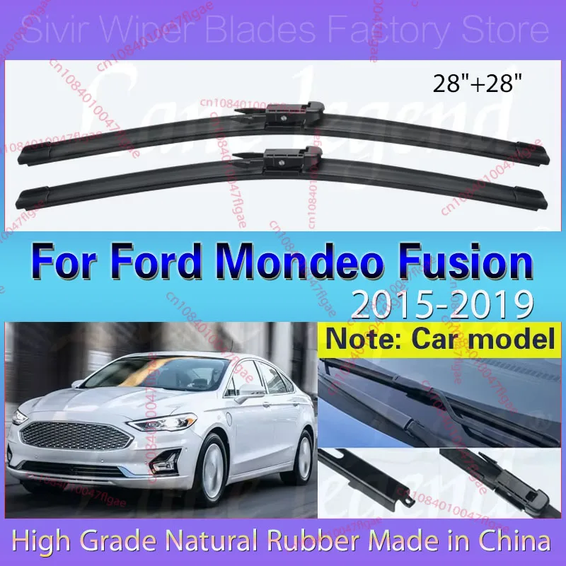 

2pcs For Ford Mondeo Fusion 2015 2016 2017 2018 2019 Front Wiper Blades Windshield Windscreen Window 28"+28" Car Accessories