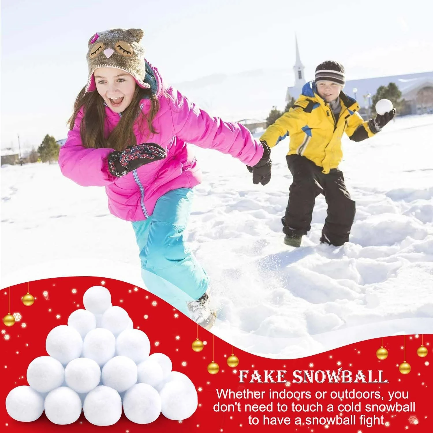 Fluffy Pack of 50 Fake Snowballs - Perfect for Kids' Indoor and Outdoor Snowball Fights - Fun Outdoor Parent-Child Throwing Game