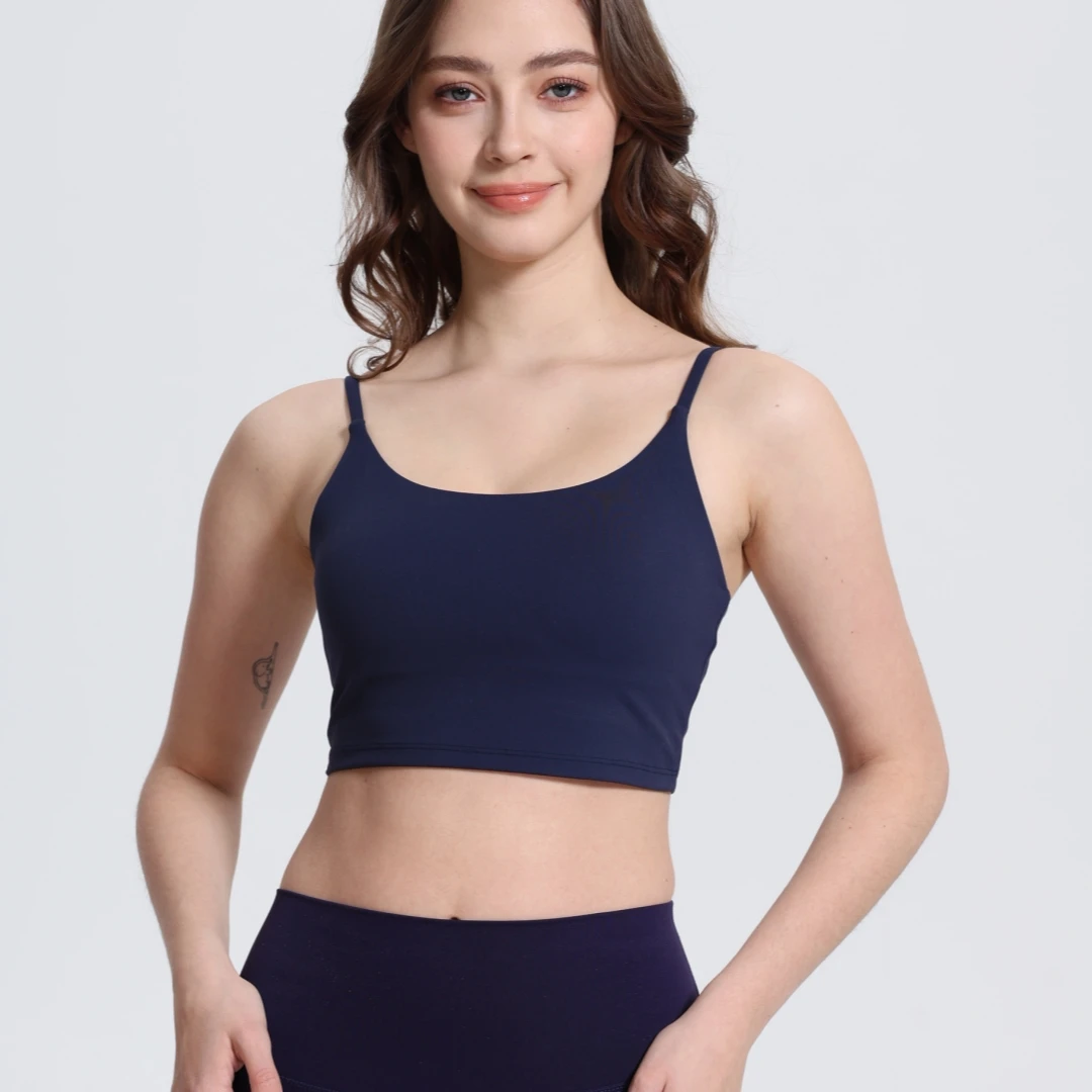 

Однотонный облегающий женский спортивный бюстгальтер-топ для фитнеса, комплексных тренировок, йоги, с бретелями и вкладышами для груди