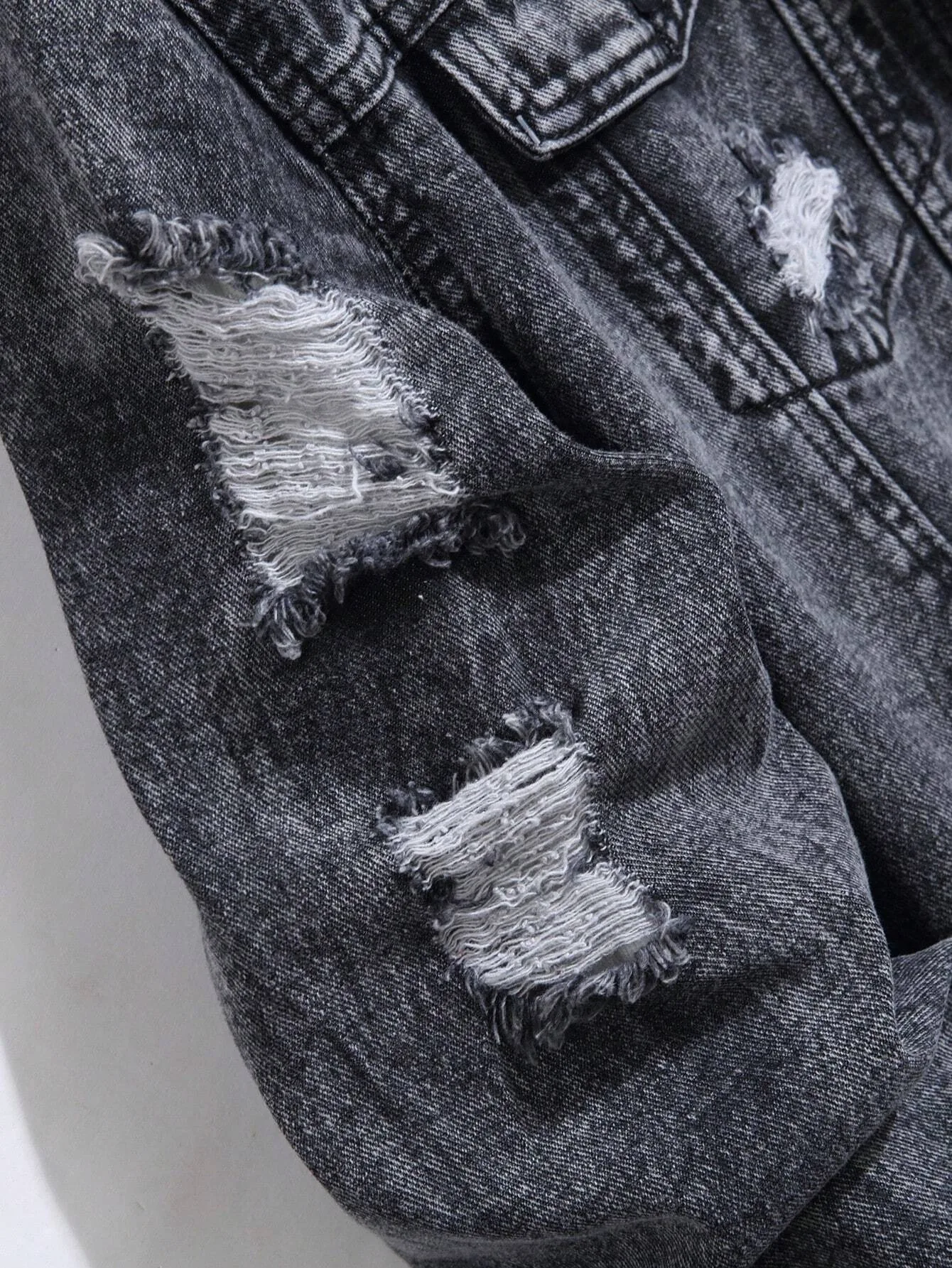 1 STÜCK Lässige, heiß verkaufte schwarze, steingewaschene Fliegerjacke für Herren, tägliche amerikanische Street-Fashion-Jeansjacke – Detail 5