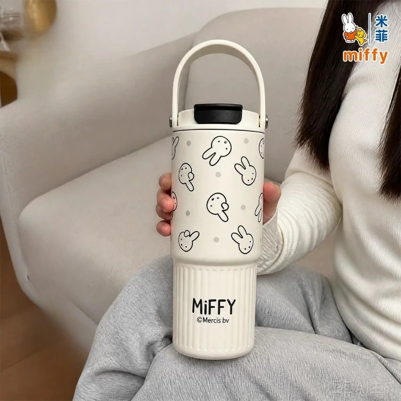 Miffy Kawaii Anime Handheld Thermos Cup Water Cup Good-looking Large Capacity Fashion Exquisite Versatile Personality Fashion
