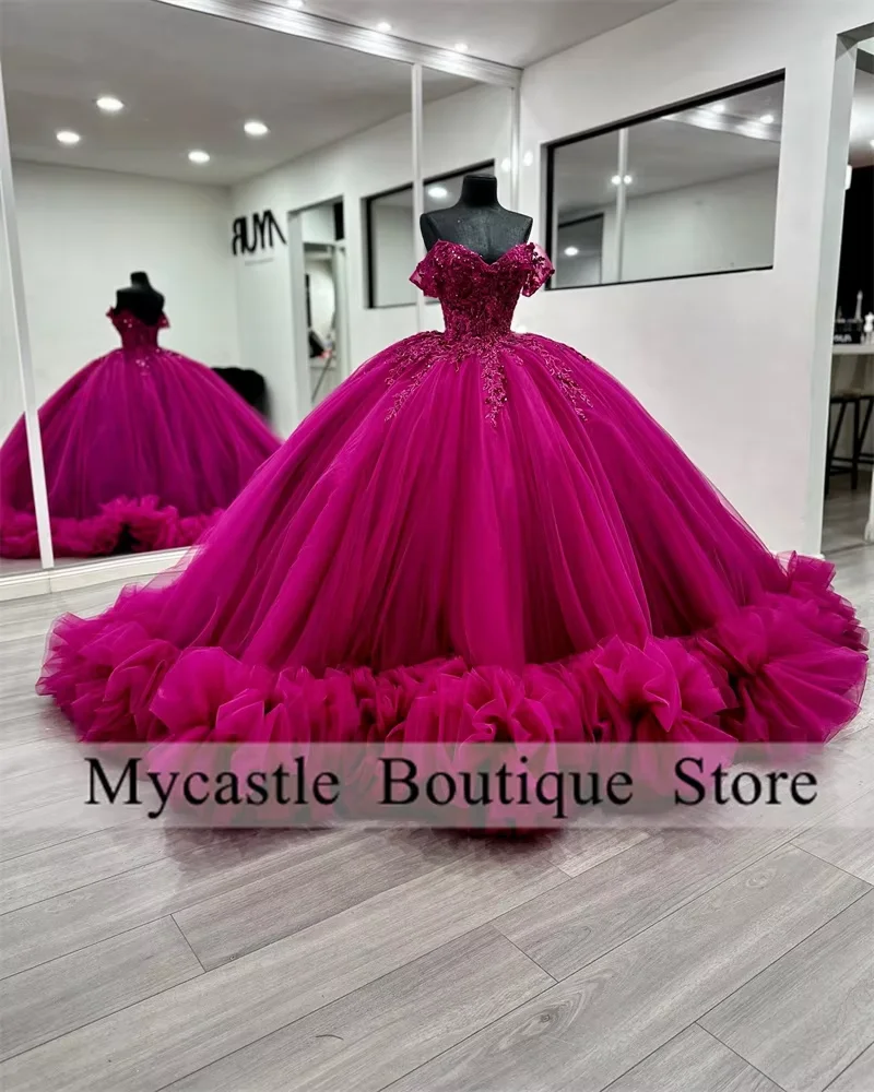 Hot Pink Tulle Lace…
