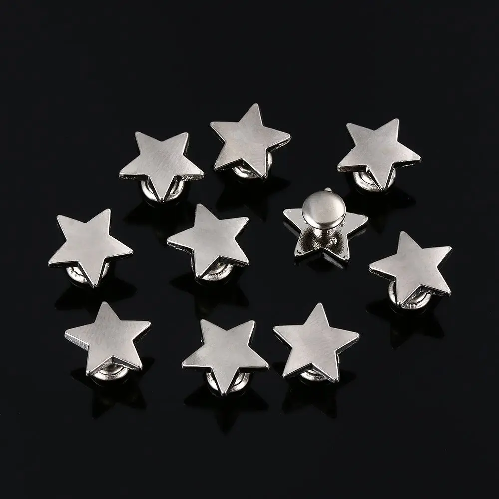 10sets(20pcs) Stars Rivets DIY Clothing Bag Shoes Crafts Decoration Supplies Garment Sewing Glass Drill Nail Button