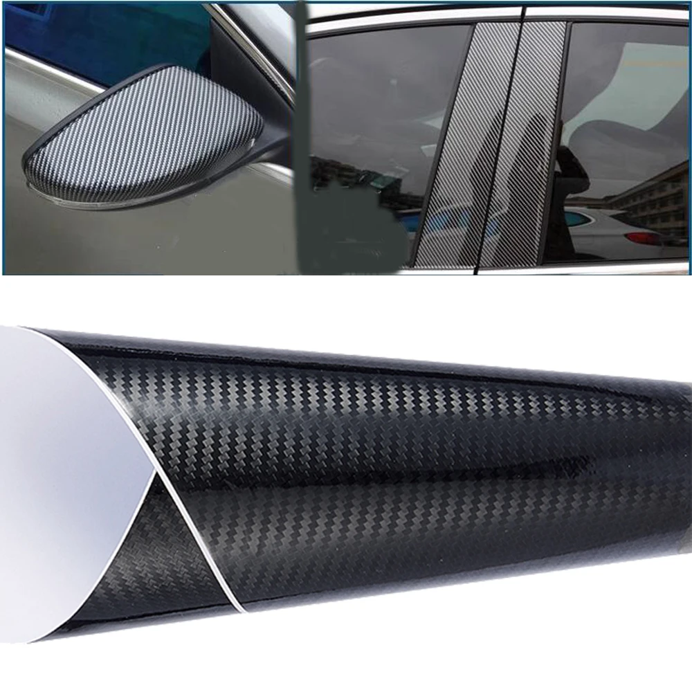 30cmX6m/12“x20' 5D Carbon Fiber Black PVC Vinyl Wrap Decals Adhesive Tape Motorcycle Car Exterior Roll Film Car Styling Sticker